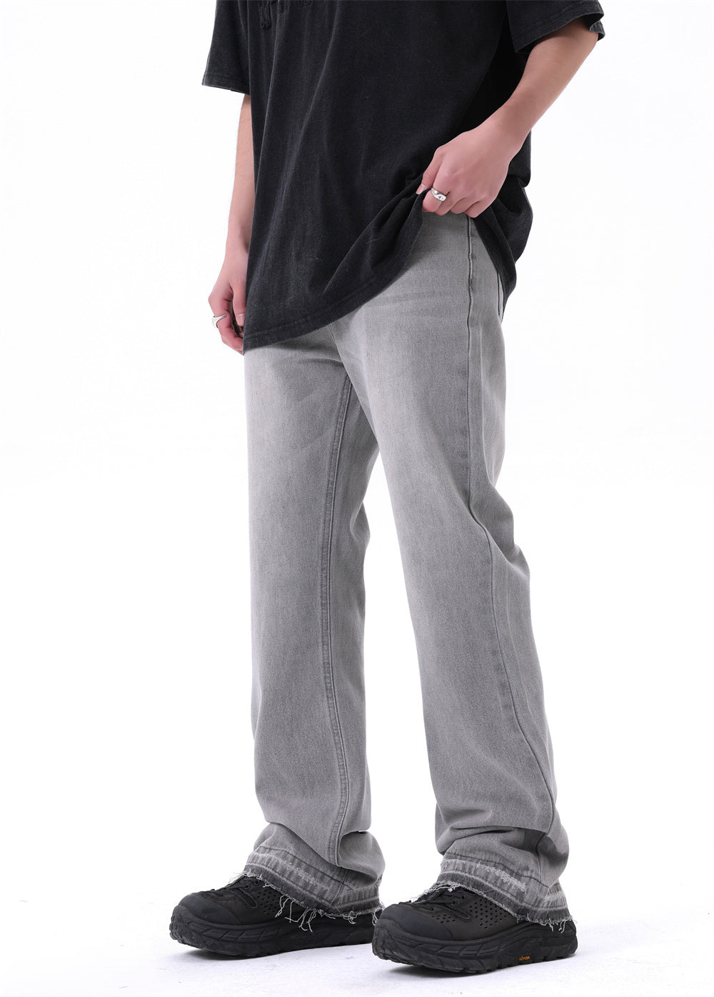 Retro Burr Straight Denim Trousers For Men