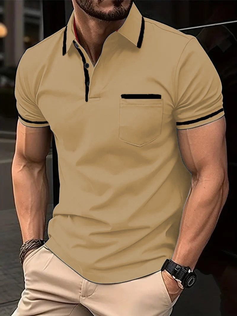 Summer Polo Shirt Button Pocket Men's Sports Polo Shirt