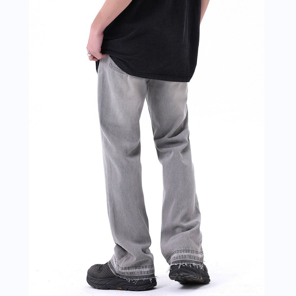 Retro Burr Straight Denim Trousers For Men