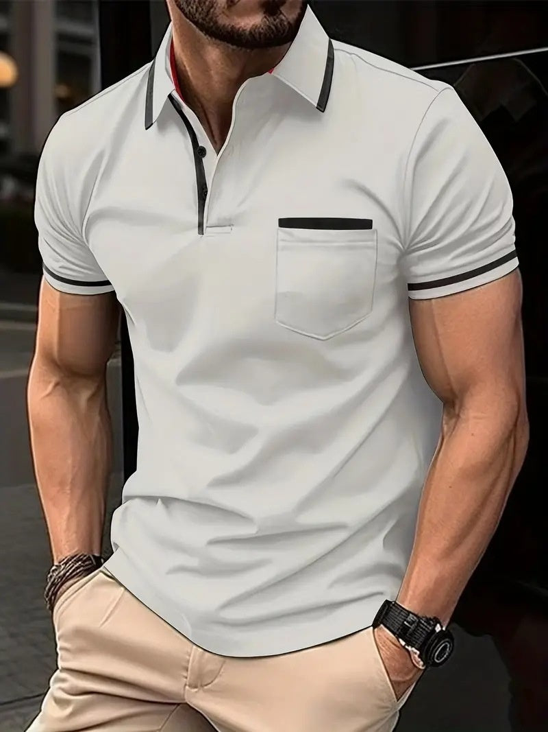 Summer Polo Shirt Button Pocket Men's Sports Polo Shirt