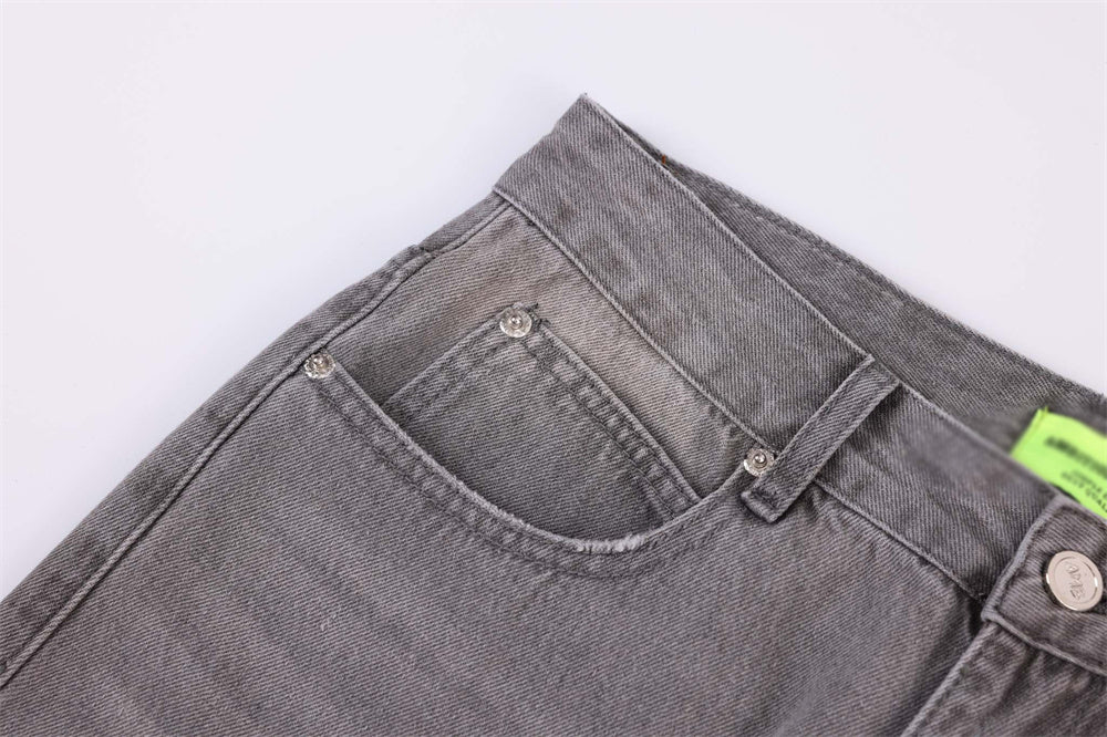 Retro Burr Straight Denim Trousers For Men