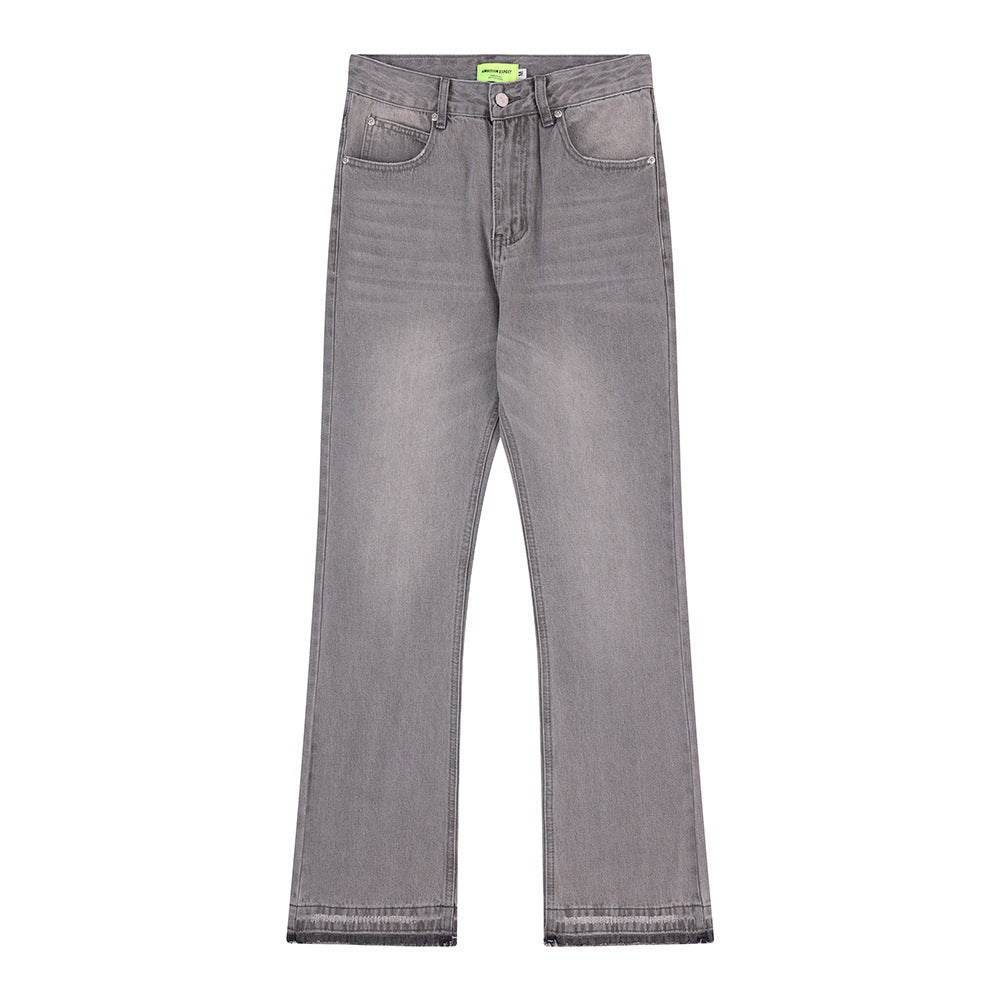 Retro Burr Straight Denim Trousers For Men